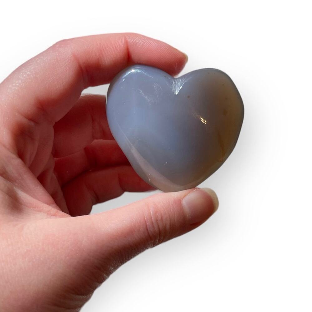 Gray Agate Heart Palmstone #1